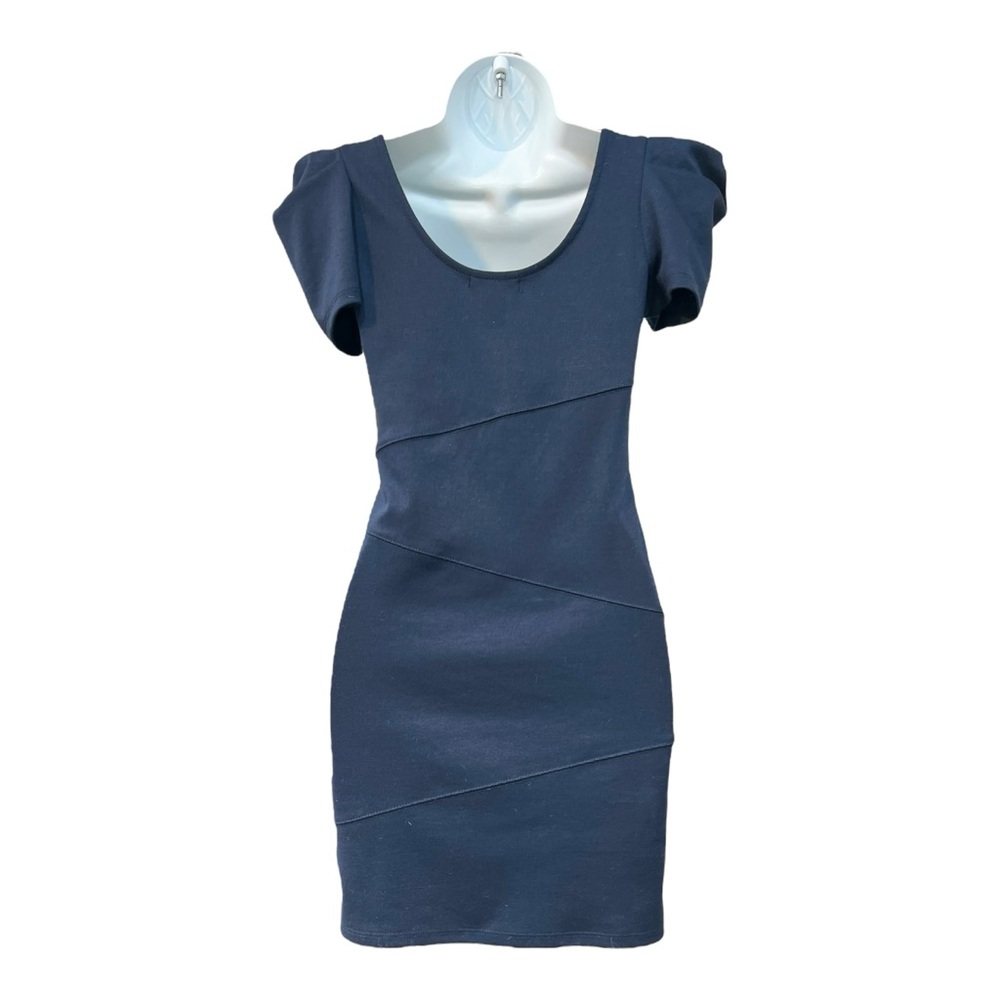 Timing Blue Bodycon Mini Dress with Puff Sleeves - Picture 5 of 6